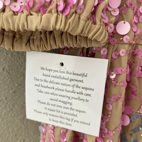 Maya Deluxe NEW Puff Sleeve Sequin Embellished Mini Dress - Gold Multi - 6 - Picture 6 of 10